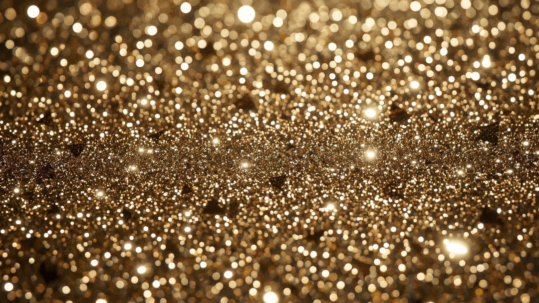 Shimmering Golden Glitter with Reflective Bokeh Texture
