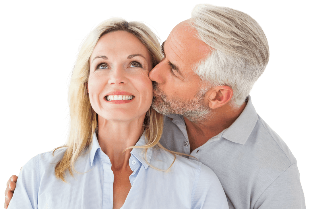 Transparent Loving Mature Couple Sharing Intimate Moment