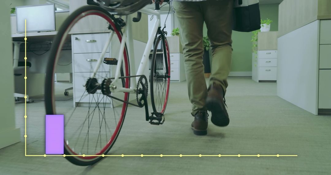 Professional Commuter Walking Bicycle in Modern Office Interior