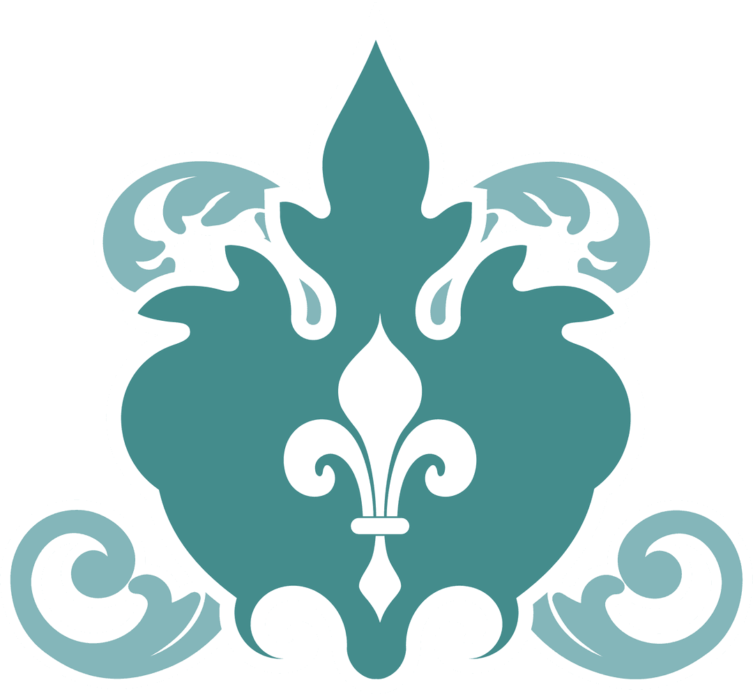 Decorative Fleur-de-Lis Scrolls Emblem Transparent Background