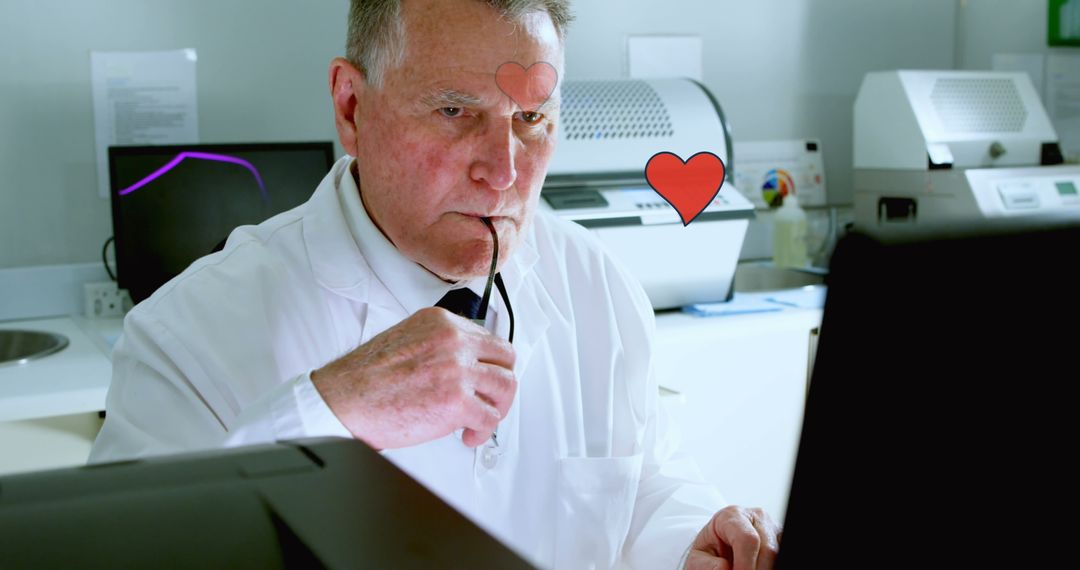 Elderly Scientist Concentrating on Work in Laboratory
