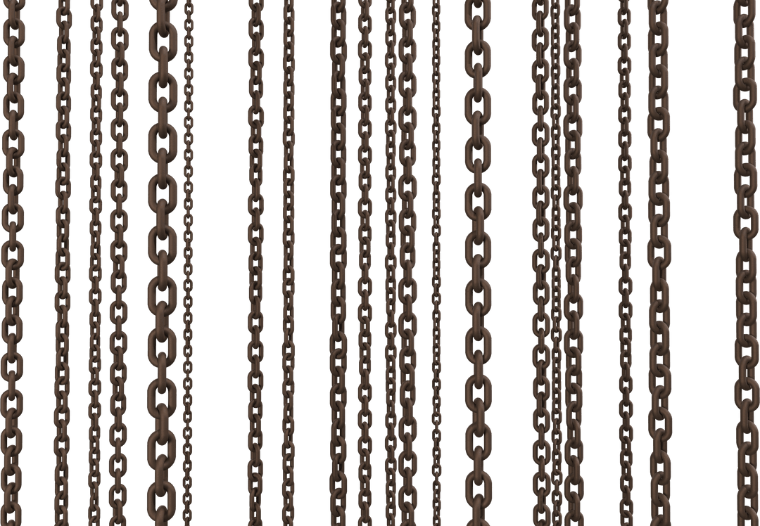 Transparent Industrial Welded Chains Hanging Vertically