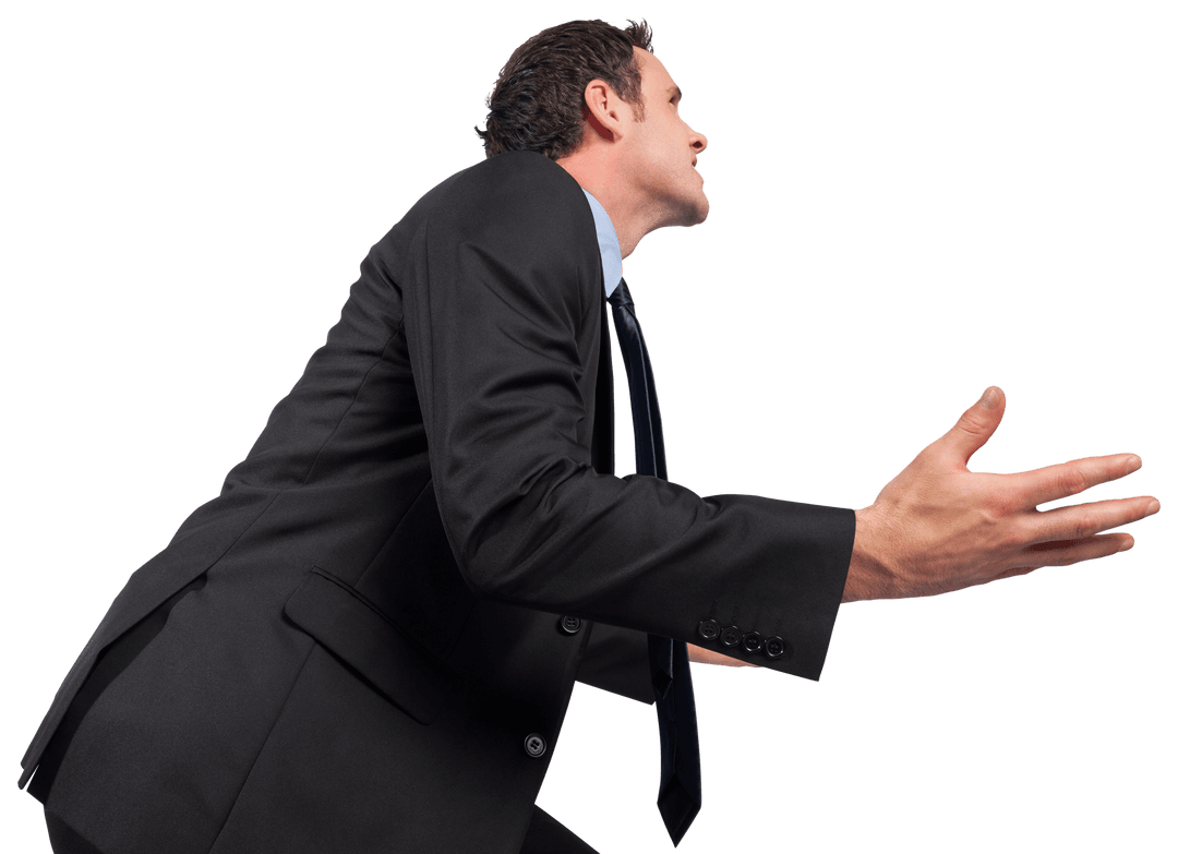 Confident Businessman Posing with Outstretched Arms Transparent