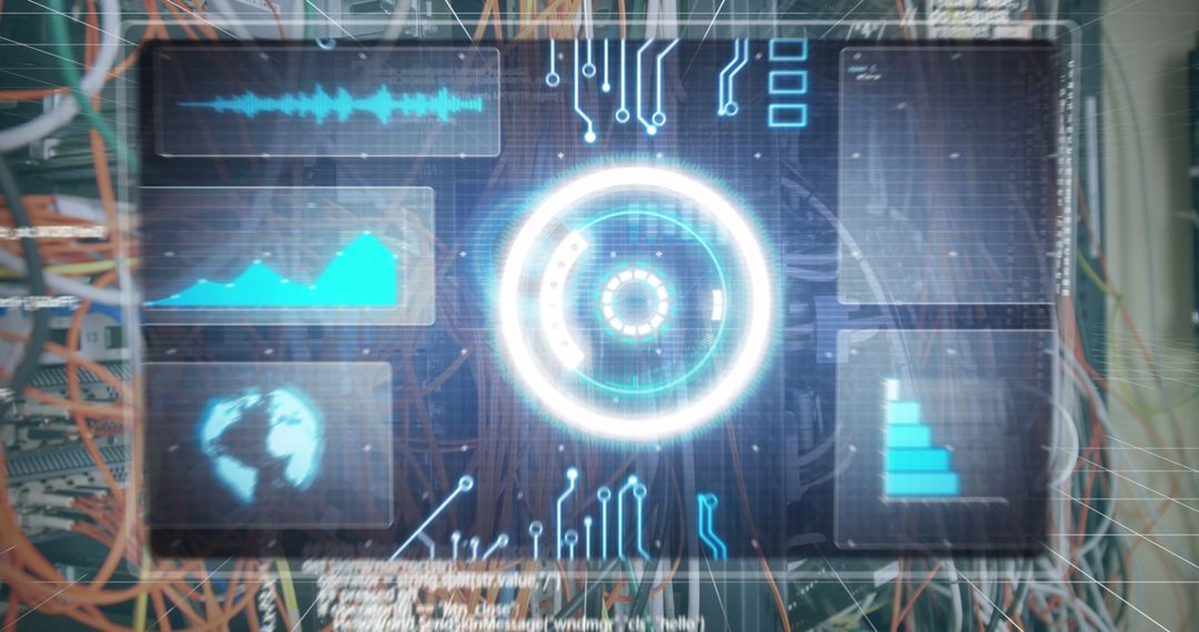 Futuristic Digital Interface With Data Analytics and Diagrams