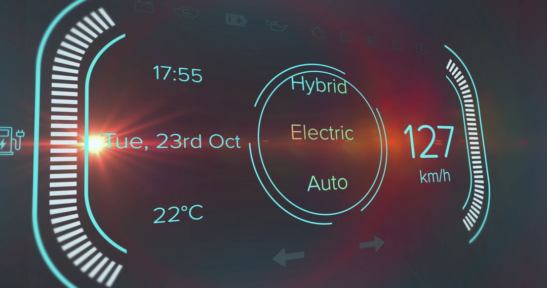 Futuristic Vehicle Dashboard with Digital Hybrid Display Interface