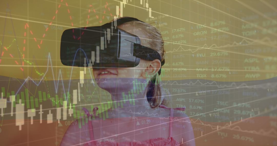Child Exploring Virtual Reality in Financial Data World