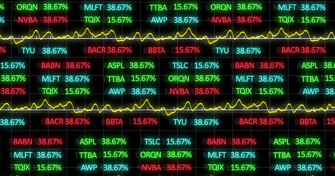 Dynamic Stock Ticker Display with Financial Data Graphics