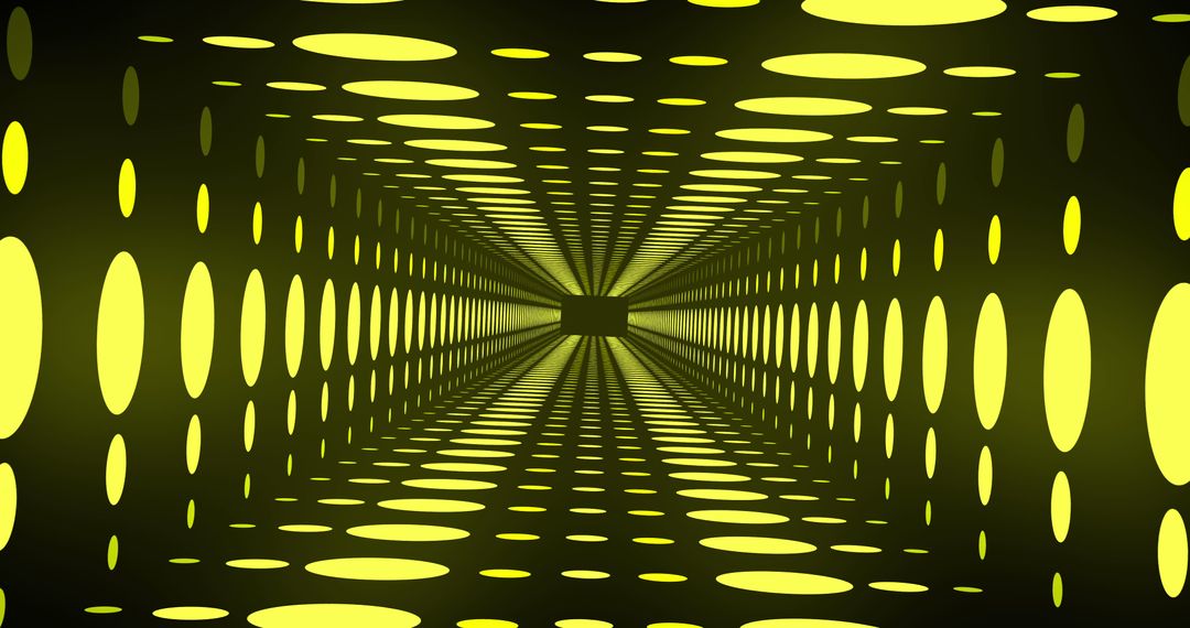 Futuristic Neon Tunnel of Yellow Light Circles