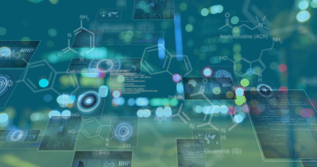 Futuristic Digital Interface with Data Streams Over City Street