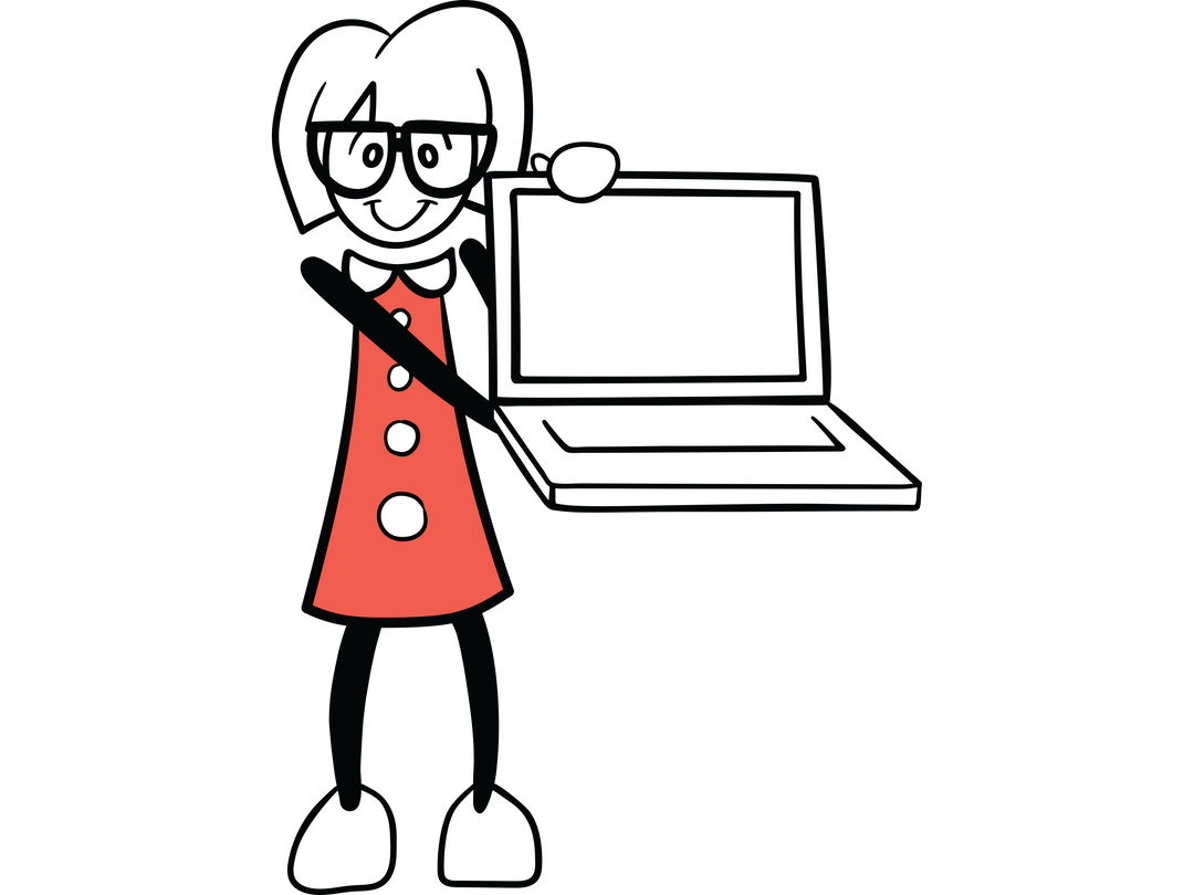 Transparent Cartoon Woman Holding Laptop Smiling - Download Free Stock Images Pikwizard.com