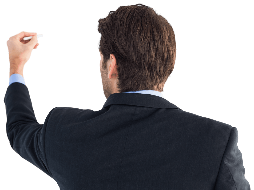 Transparent Businessman Writing with Chalk