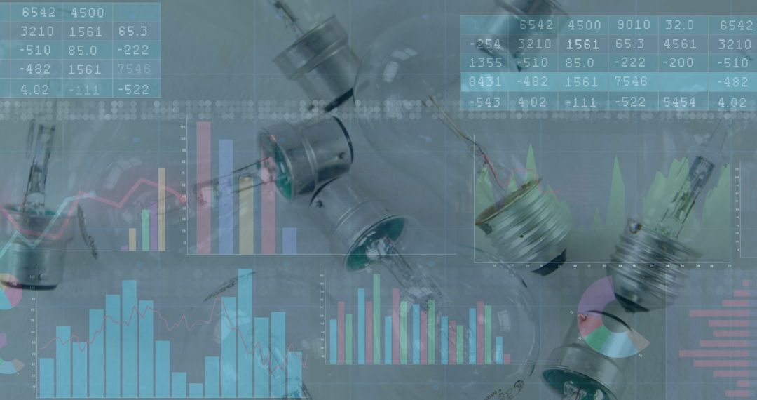 Innovative Financial Technology Medley with Data and Light Bulbs