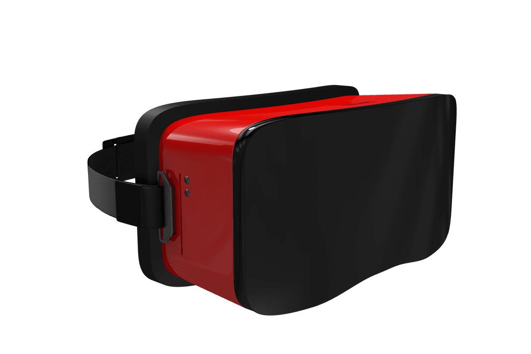 Sleek Red Virtual Reality Headset on Transparent Background