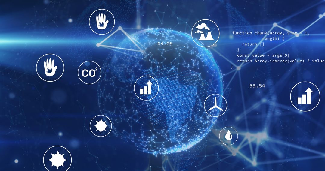 Futuristic Global Network with Digital Data Overlay