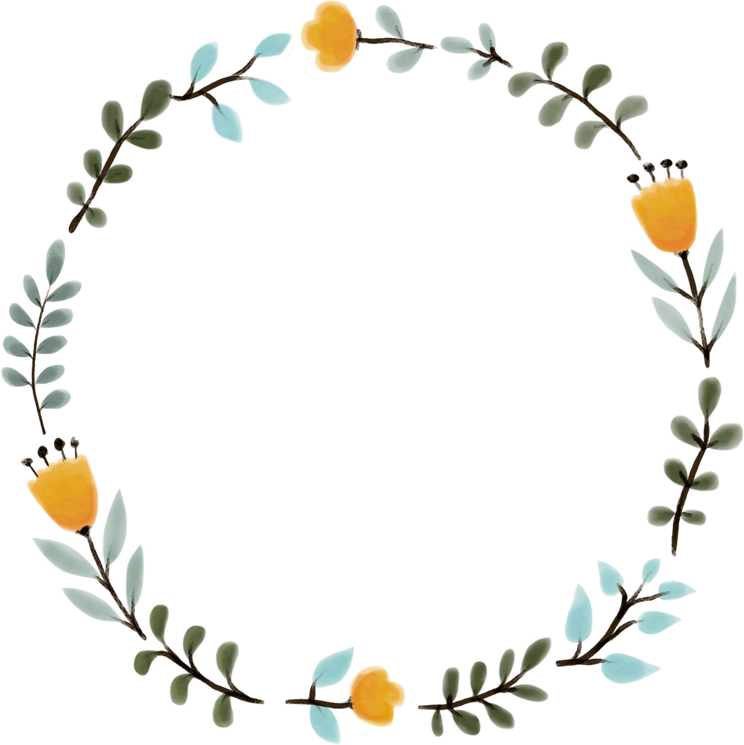 Floral Round Frame with Transparent Background