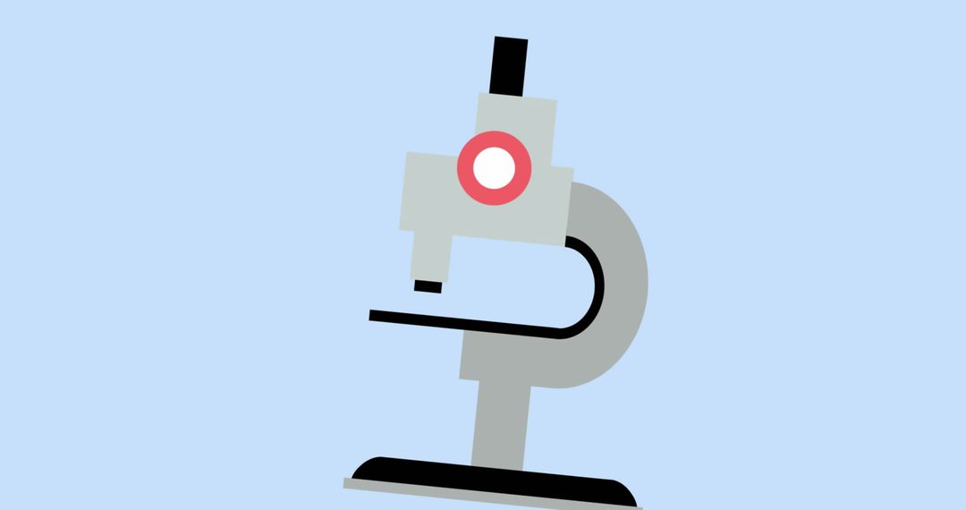 Stylized Microscope Icon on Blue Background