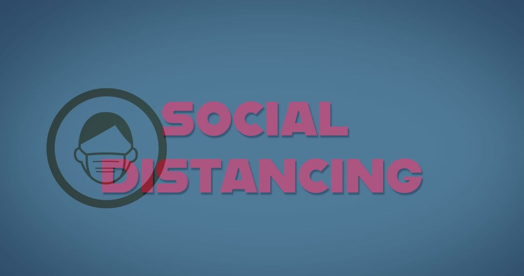 Social Distancing Graphic with Face Mask Icon for Health Awareness