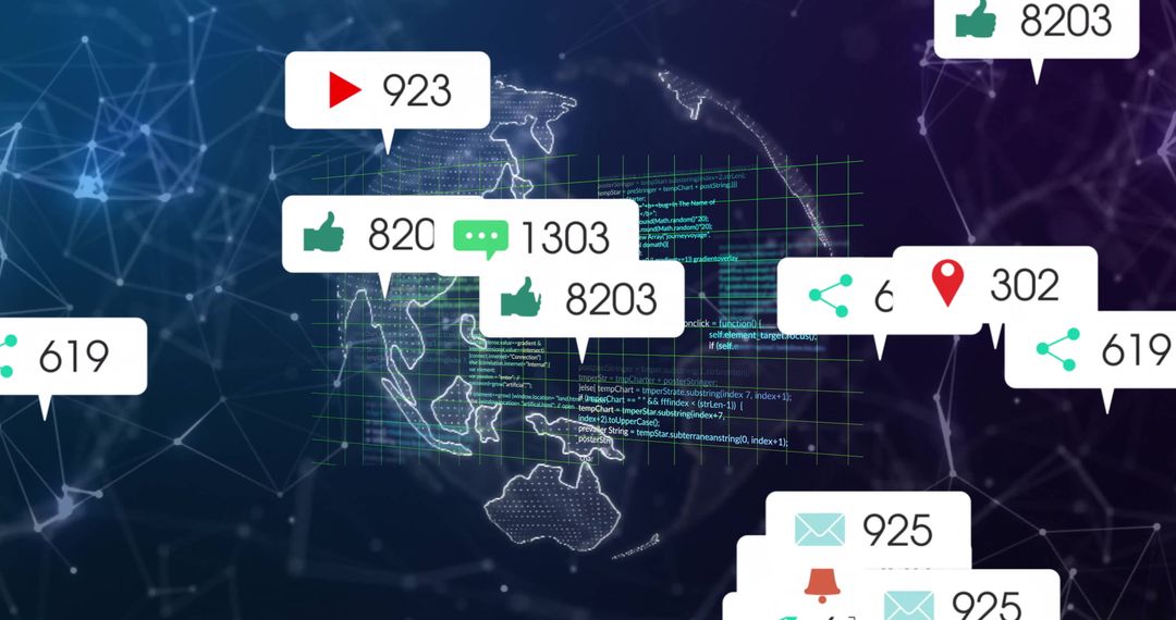 Global Digital Media Interaction and Data Analytics Concept
