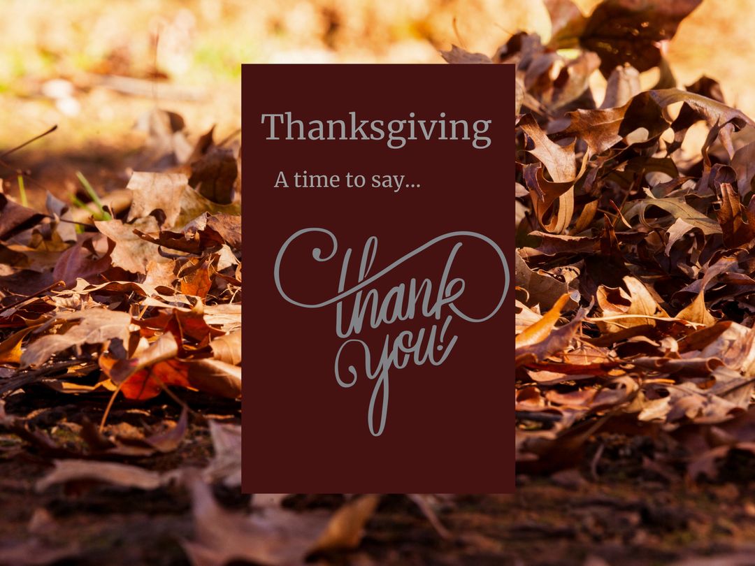 Thanksgiving Greeting Card with Autumn Leaf Background