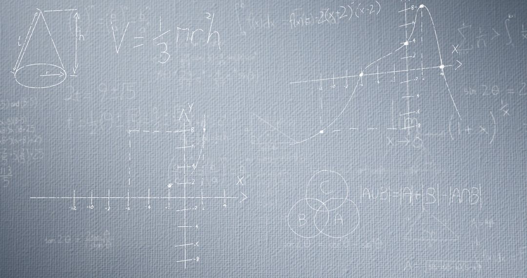 Complex Graphs and Equations on Grey Surface with Chalk Effect