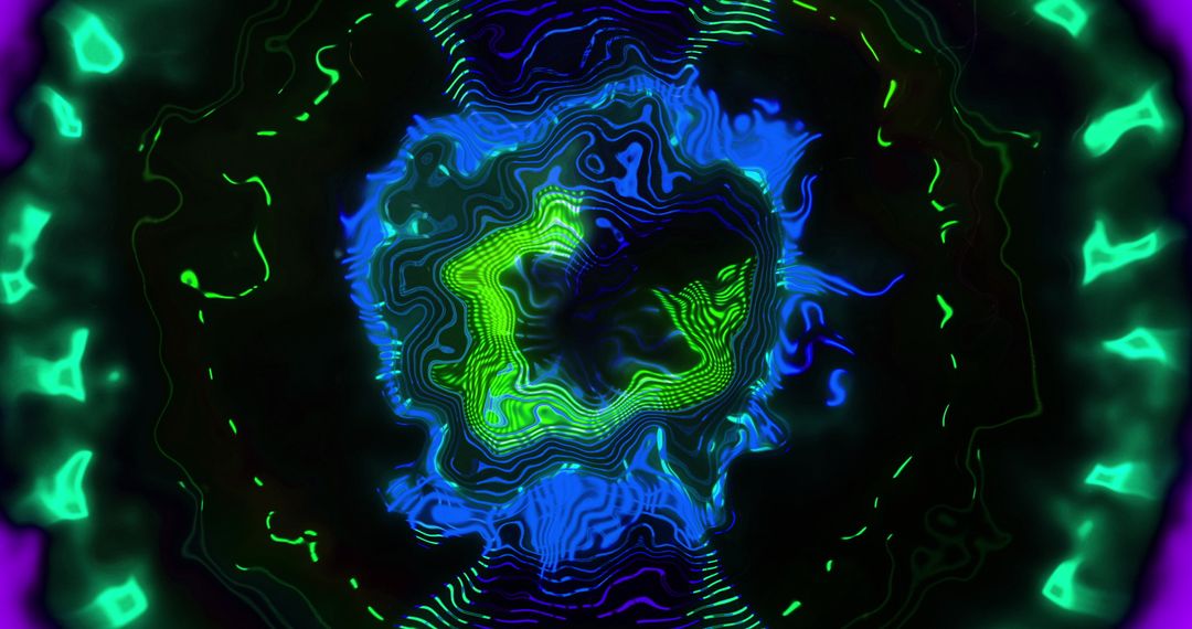 Neon Kaleidoscopic Illusion with Fluidity on Dark Canvas