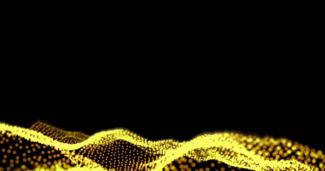 Abstract Wave of Yellow Dots on Black Background