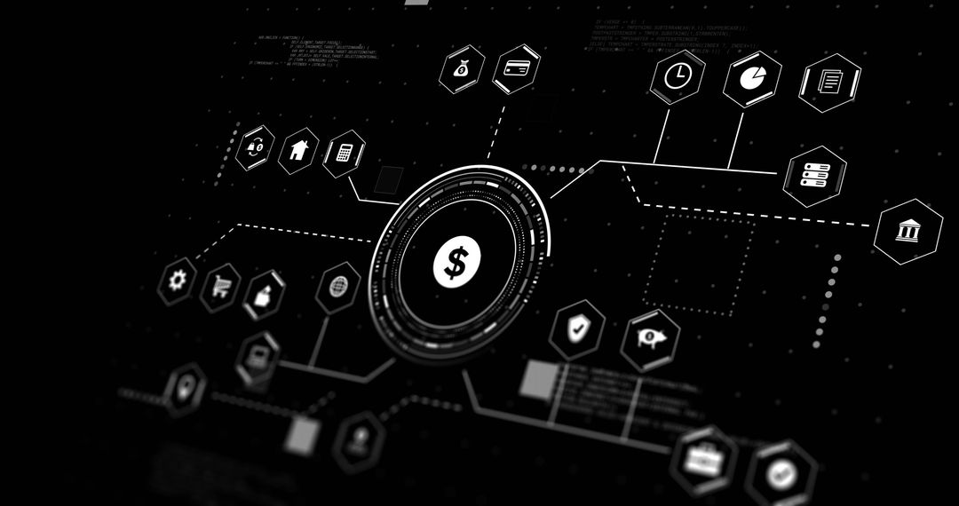 Digital Finance Network Displaying Fintech Icons