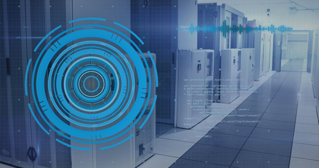 Global Data Processing Visualization in Modern Server Room