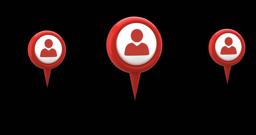 Red Map Pins with Profile Icons Hovering