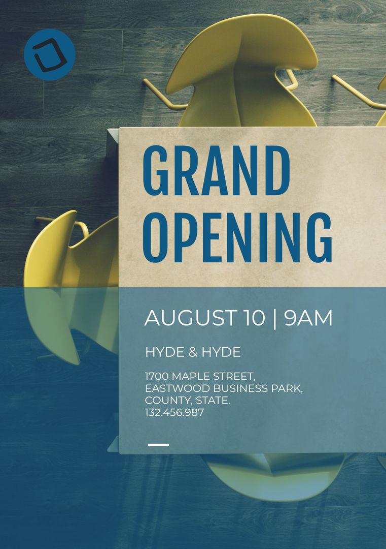 Modern Grand Opening Flyer with Elegant Typeface and Yellow Chairs - Download Free Stock Templates Pikwizard.com