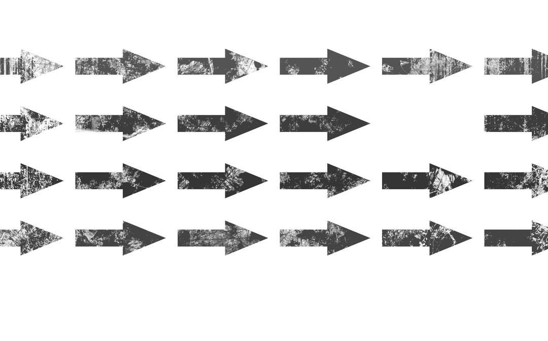 Black Arrows on Transparent Background with Contrasting White Arrow