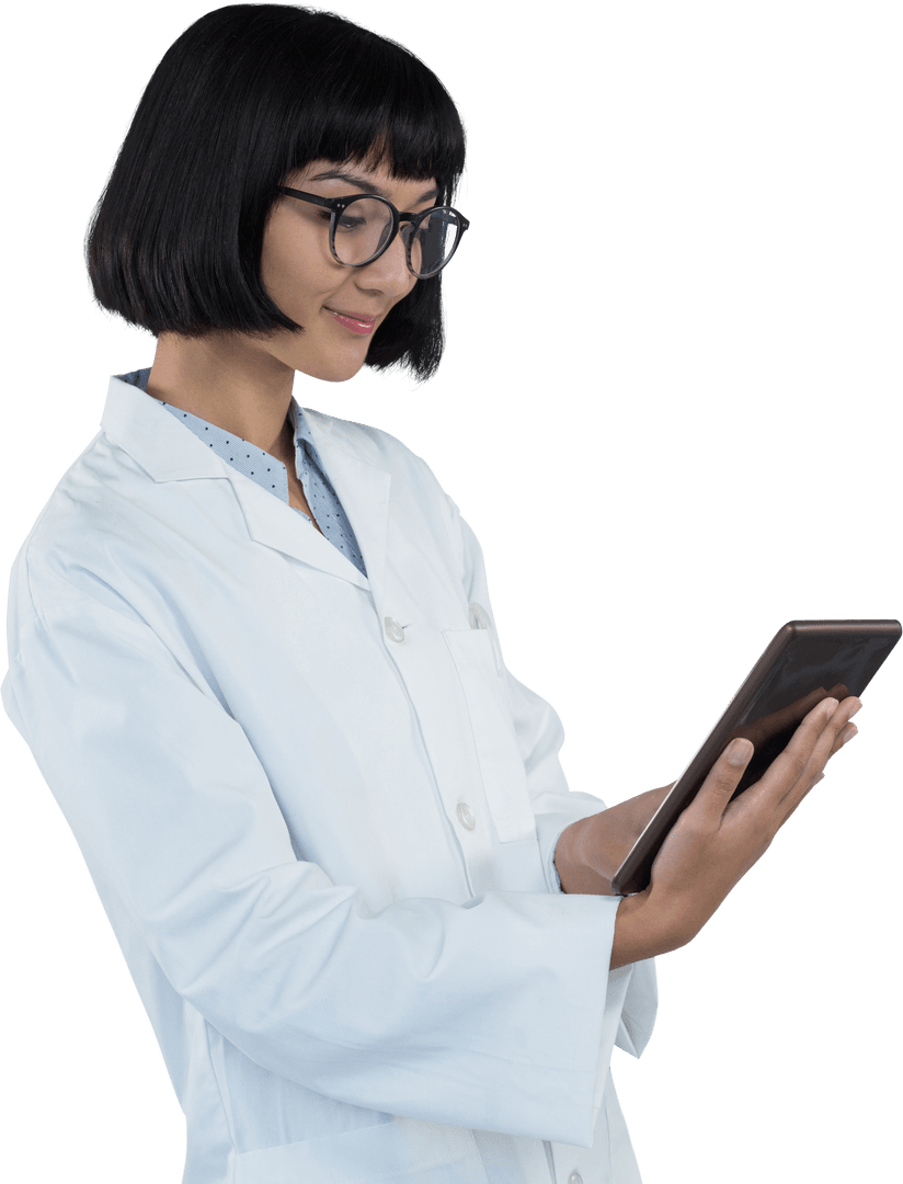 Transparent Professional Doctor Using Tablet for Medical Research