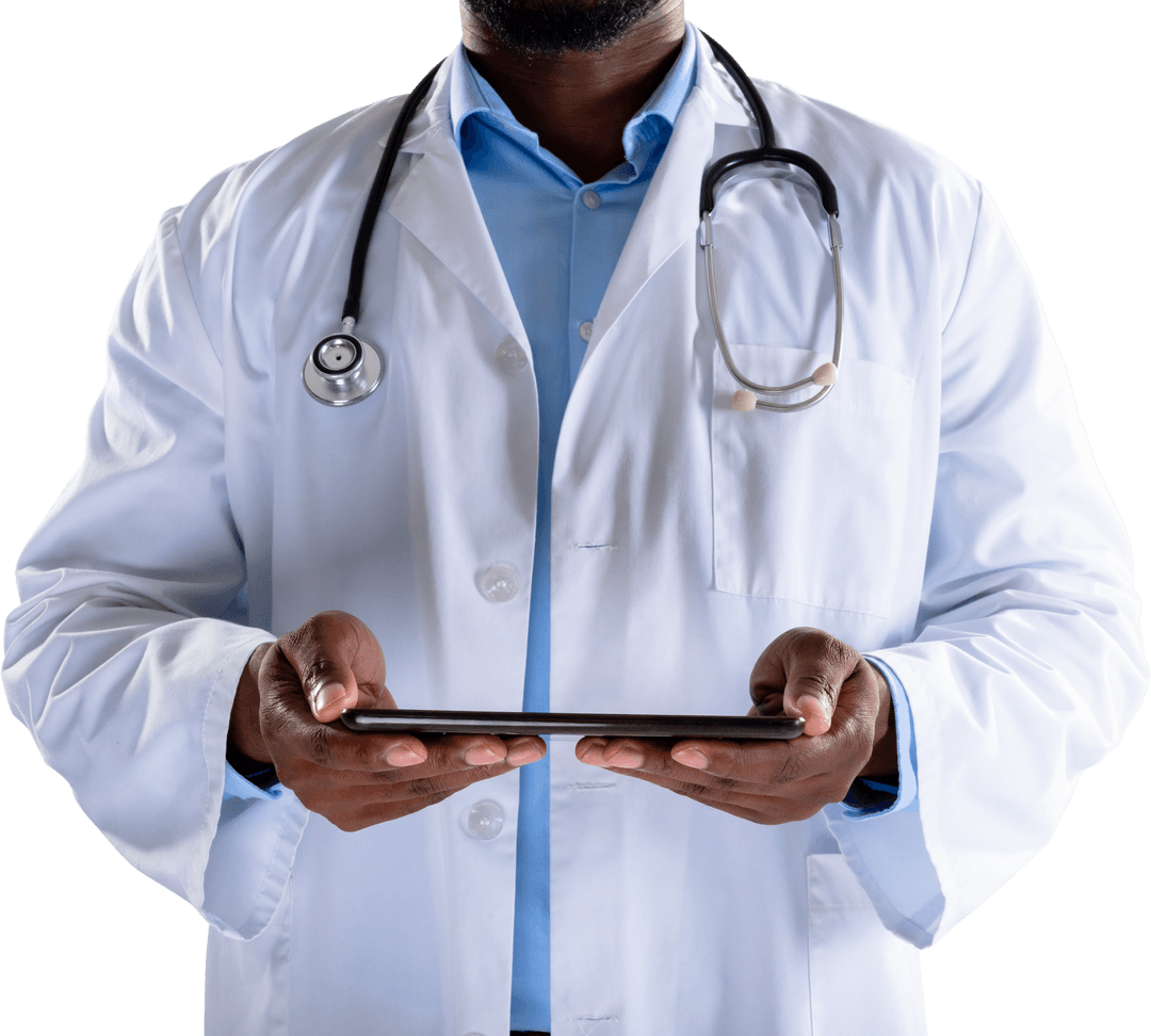 Transparent View of Doctor with Digital Tablet