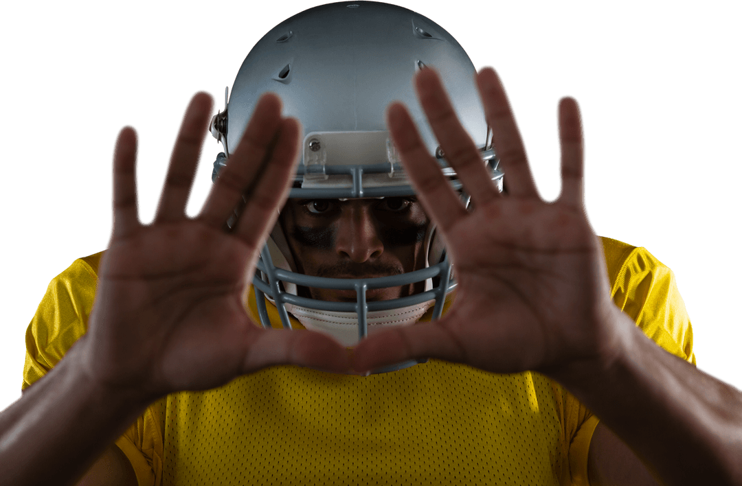 American Football Player Making Gestures on Transparent Background