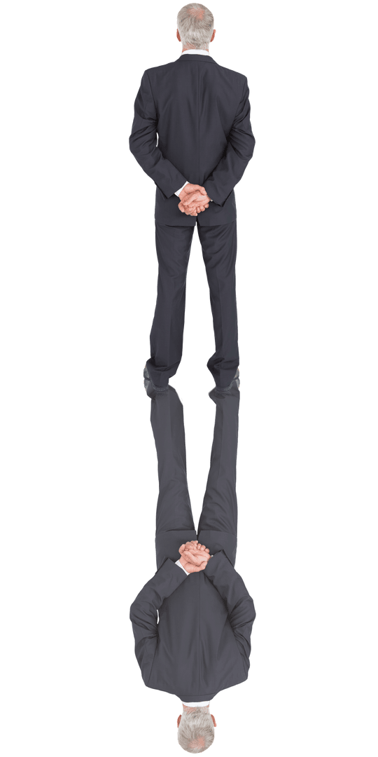 Back View Caucasian Businessman on Transparent Background