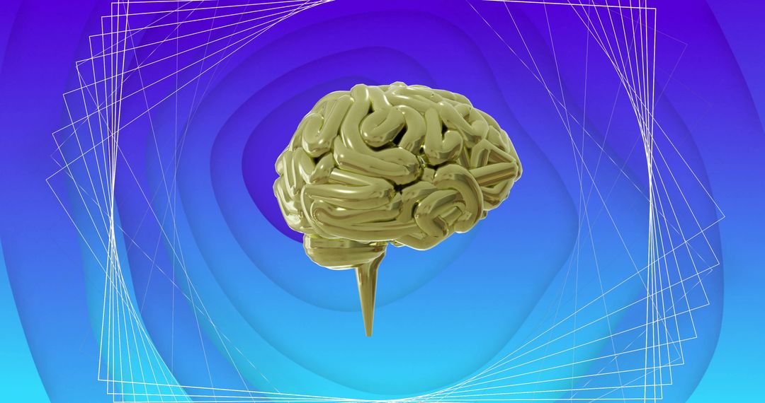 Digital Brain with 3D Network on Abstract Blue Background