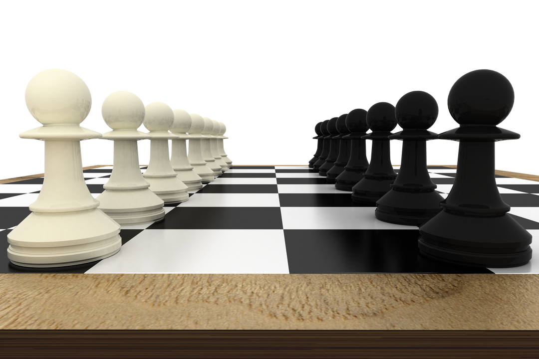 Transparent Chess Pawns Facing Off on Wooden Board, Black vs White - Download Free Stock Images Pikwizard.com