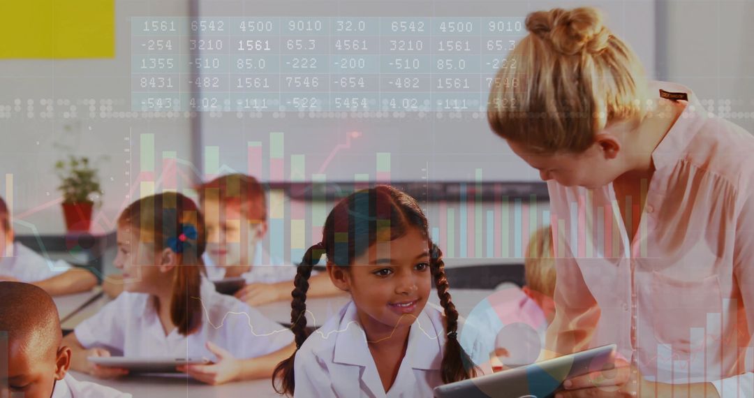 Students Engaged in Interactive Digital Learning in Classroom