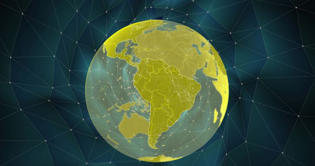 Digital Network Globe Over South America with Abstract Connections