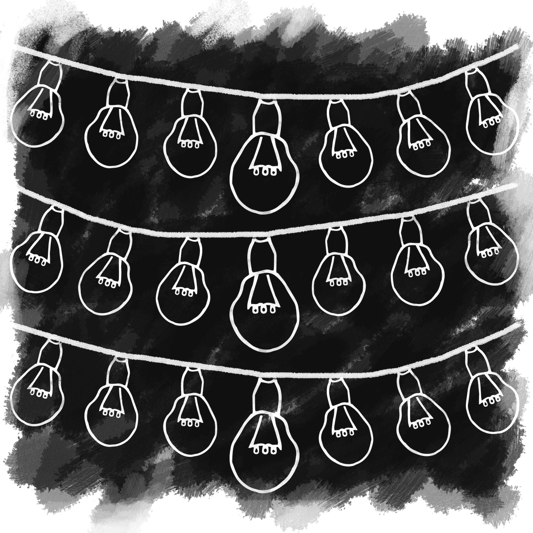 Transparent Light Bulb Icons on Black Splash Background