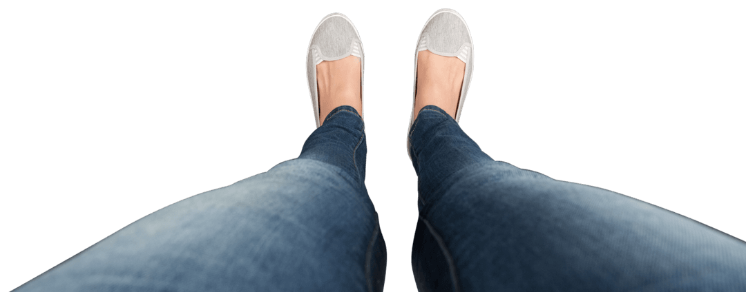 Female Legs Downward Perspective on Transparent Background