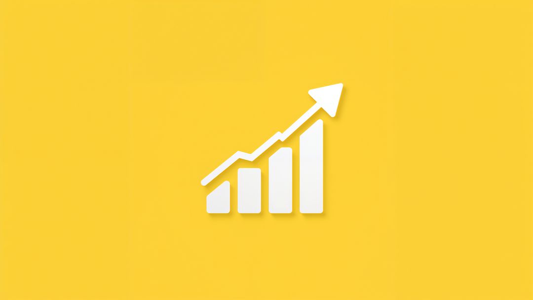 White Bar Chart Icon Showing Upward Trend on Yellow