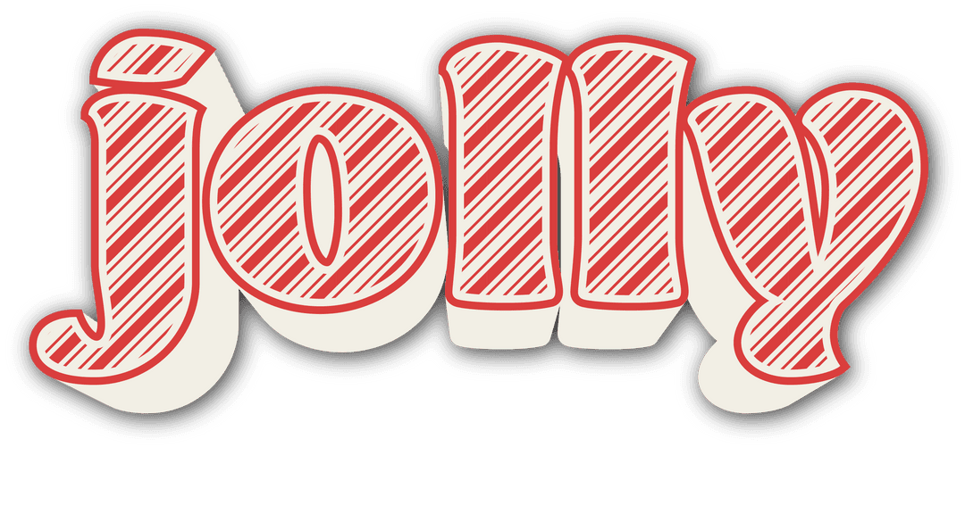 Stylized Red Striped Jolly Transparent Text Design