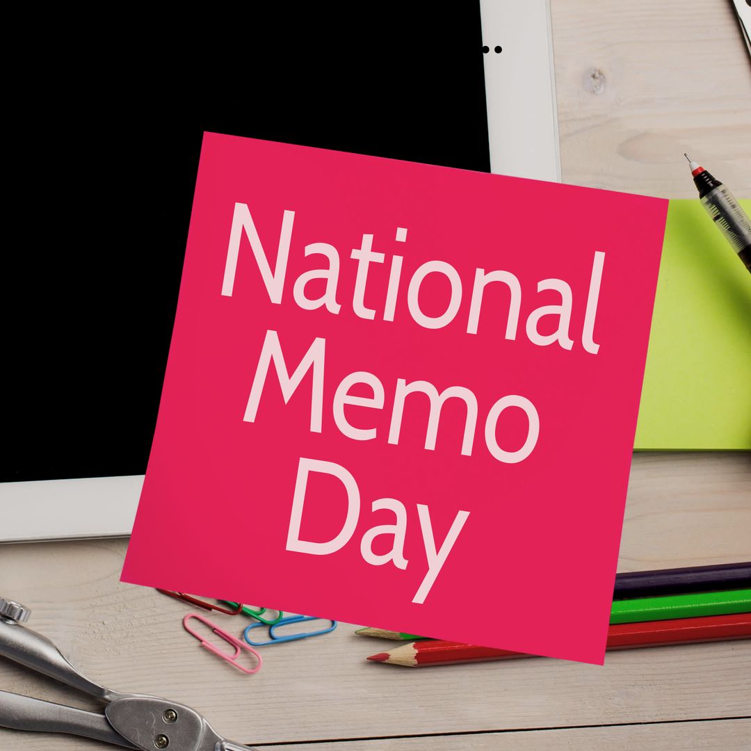 National Memo Day Celebration Note with Desk Supplies - Download Free Stock Templates Pikwizard.com