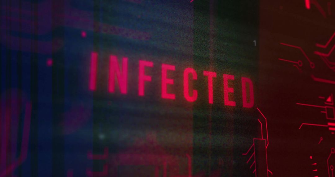 Digital Data Breach Warning with Infected Text Overlay