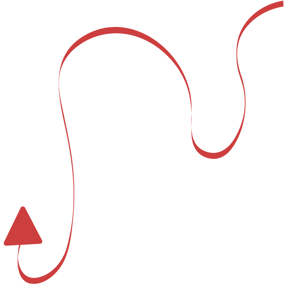 Red Curly Long Arrow on Transparent Background