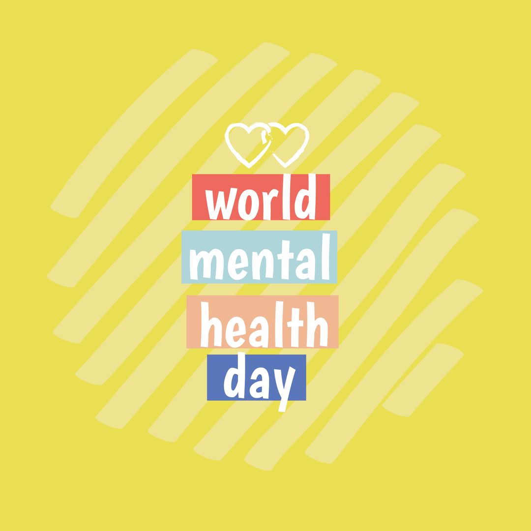 World Mental Health Day Celebration Design with Heart Icons