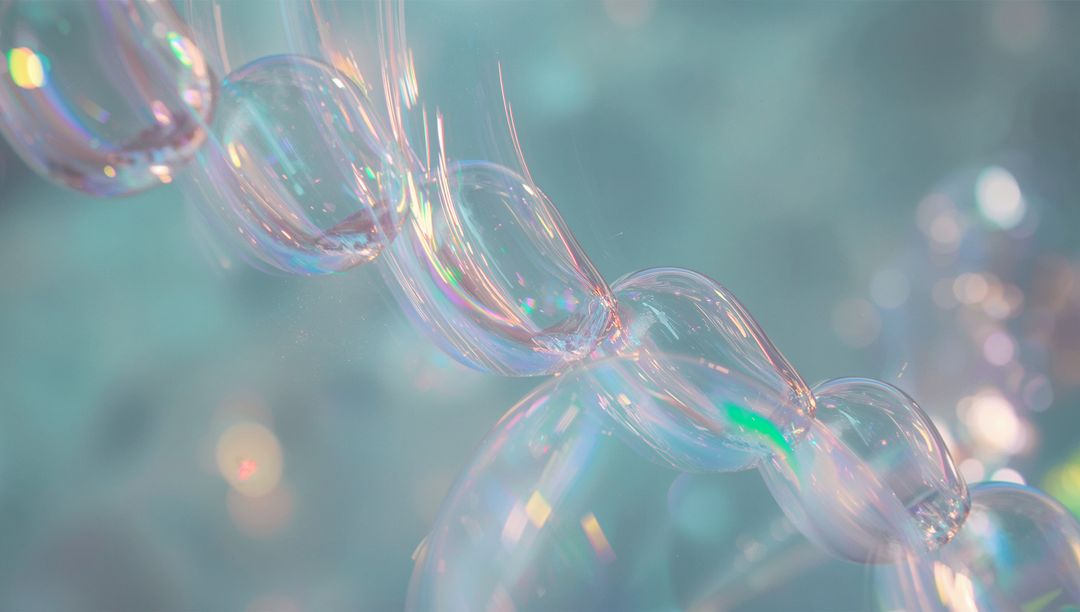 Shimmering Translucent Bubble Spiral in Ethereal Pastel Backdrop