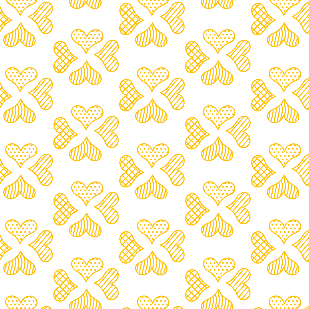 Seamless Yellow Heart Flower Pattern on Transparent Background