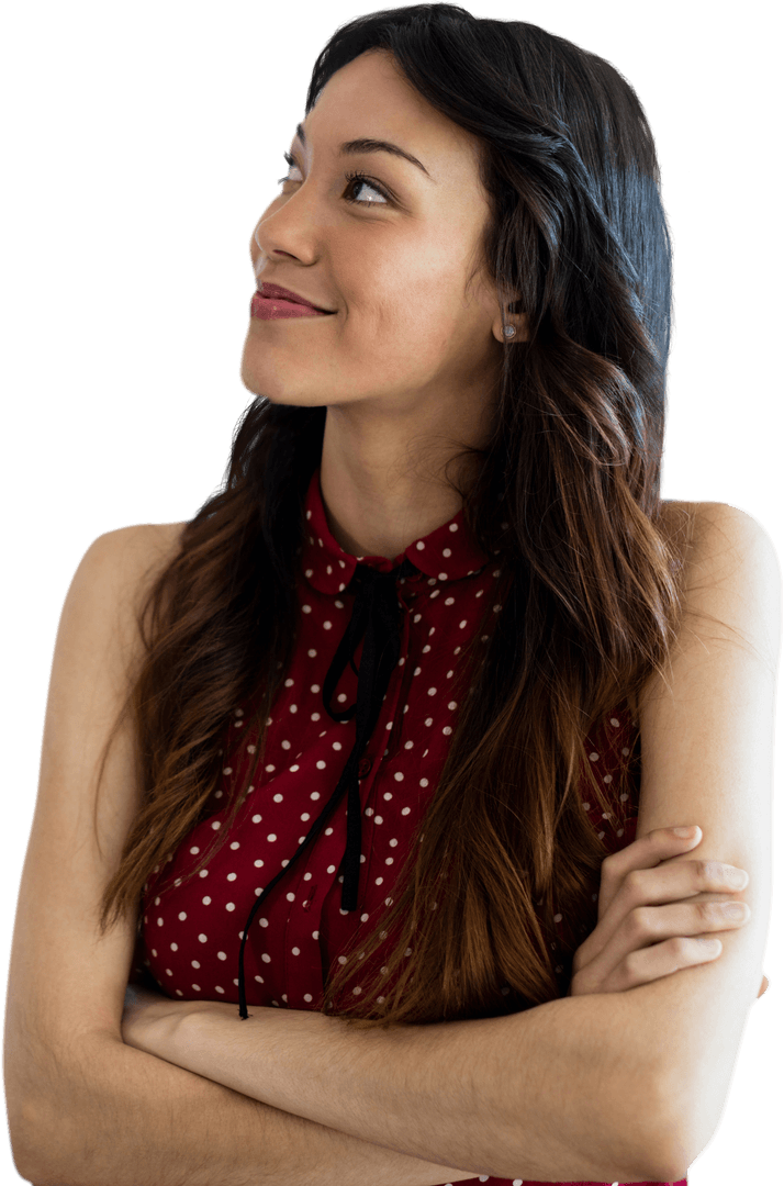 Confident Woman Looking Away With Transparency Effect